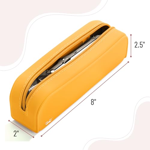 Mr. Pen- Silicone Pencil Case, Aesthetic Pencil Bag for Women, Makeup Pouch | Multifunctional Pouch for Stationery, Cosmetics and Electrical Goods Storage - color: Golden Honey