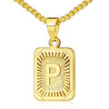 JSJOY Graduation Gifts 2026 Gold Initial Necklaces for Women Men Gold Letter Necklaces 26 Capital A-Z Letter Pendant Necklaces for Women Square Monogram Necklace for Her Initial Necklaces - color: Gold Letter P