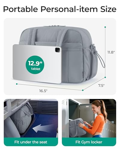BAGSMART Gym Bag for Women, Duffle Bag for Travel with Wet Pocket, Lightweight Carry on Weekender Duffel, Water Resistant - color: Gray, size: Medium