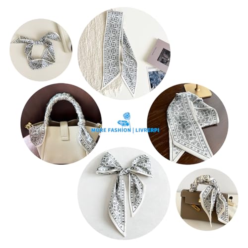 Hair Head Neck Bag Long Scarf Versatile Wrap for Women Soft & Lightweight for Everyday Chic - color: 20 Paisley White 3.7 X 38 Inch