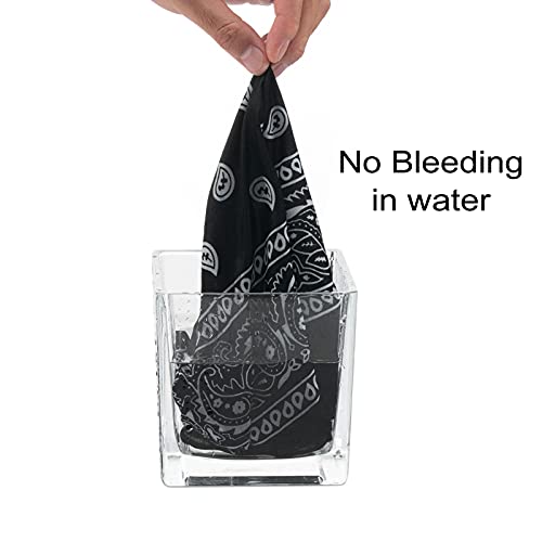 Cotton Bandanas for Men & Women Paisley Cowboy Bandana Handkerchiefs for Hair 22x22 - color: 3pcs Black