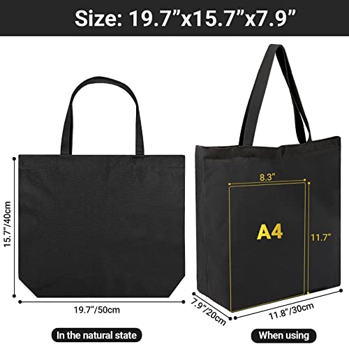 Segarty Canvas Tote, 3 Pack 20x15.7 Black Canvas Shopping Bags for Women, Reusable Natural Cotton Bag Aesthetic with Shoulder Strap, Bulk for DIY, Grocery Shopping, Beach, Travel，Gift - size: 19.7"x15.7"x7.9", style: Black_3pcs
