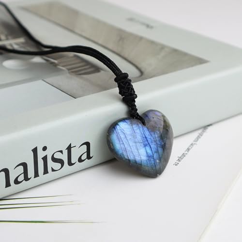 Obsidian Tree of Life Necklaces Orgonite Healing Crystal Stone Pendant Necklace for Spiritual Healing and Meditation Energy Talisman Sacred for Men Women - color: Heart-Shaped
