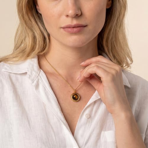 14k gold Vintage Tiger's Eye Pendant Necklace - size: Standard