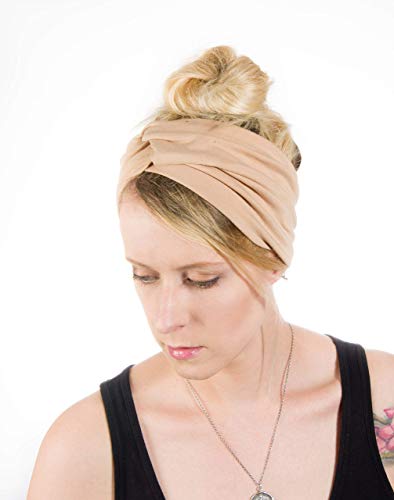 Twist Headband Extra Wide Scrunch Turban (Medium Tan) - color: Medium Tan