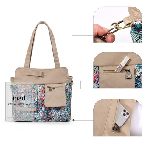 Black Butterfly Boho Canvas Tote Bag for Women, Large Printed 2-in-1 Shoulder & Crossbody Casual Purse for Daily Commute - color: Blue-green