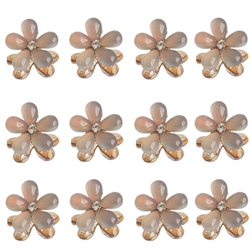 Small Crystal Hair Charm Claw Clips for Women Girl, 10PCS Gradient Cat's Eye Mini Flower Claw Design Hair Accessories (Grey) - color: Gray