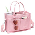 ZHMO Canvas Tote Bag for Women,Women's Bags Crossbody Bags Work Laptop Tote Bag Large Handbags Purse for Travel Nurse Teacher - color: Pink With Compartments