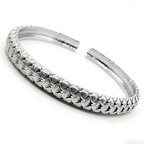 Kim Carrey S925 Sterling Silver Bracelet, Stacked Bracelets Open Bangle Cuff Design, Men's Gift Jewelry for My Man - style: Chainmail