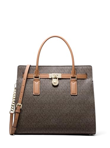 Michael Kors Women's Hamilton Satchel - color: Gold-tone Hardware/Mk Signature Coated Twill/Brown/Acorn