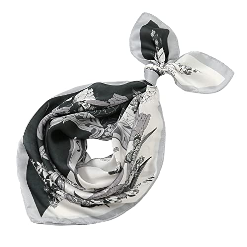 RIIQIICHY Women Head Hair Scarf Like Satin Silk Scarf Sleeping Hair Wrapping Night 27.5" - color: Black/White/Light Grey/Dark Grey