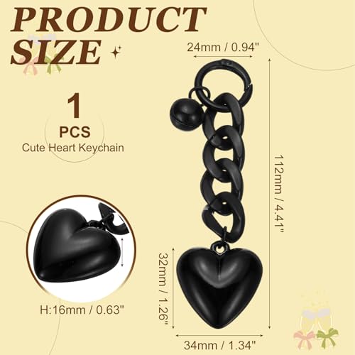 PATIKIL Cute Heart Keychain for Women, Heart Purse Charm Bag Charm Accessories for Handbag Car Purse Backpack - color: Black