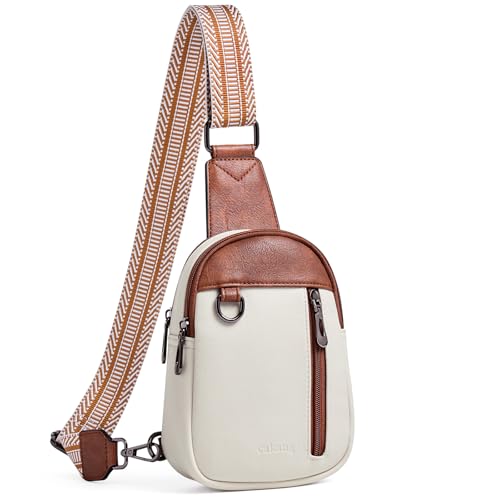 cakang Womens Sling Bag Crossbody Bags for Women Vegan Leather Sling Backpack Daypack Fanny Pack Crossbody Purse Travel - color: 5-white Brown-mini