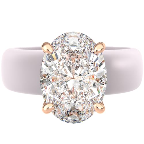 Rinfit Silicone Ring with Stone - Oval Cut Cubic Zirconia Solitaire Engagement Ring for Women - Rubber Wedding Bands - Patented Design - color: Pack D: Orchid Ice / Rose Gold