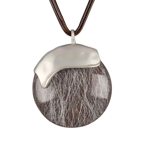 Leather Necklace for Women Large Pendant Hippie Choker Necklace Vintage Sweater Necklace Chunky Boho Necklaces for Women - style: Large Long Necklace