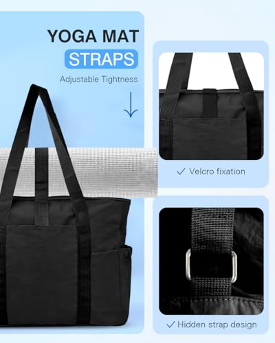 Tote Bag for Women, 26L Capacity Travel Purses Work Bag, Small Zipper Tote Bag for Travel Nurse Gym Teacher - color: Black