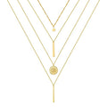 Turandoss Gold Layered Necklaces for Women - 14K Gold Plated Handmade Multilayer Bar Pearls Coin Disc Moon Butterfly Medallion Adjustable Dainty Layered Choker Necklaces for Women Jewelry - style: 4PCS - Star&Bar&Sun&Bar