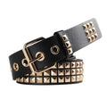 Studded Belt, Metal Punk Rock Rivet belt with Bright Pyramid Studded for Women Men - color: Gold, size: Fit Pant 31-36 Inch