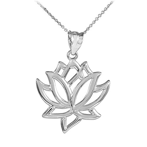 Claddagh Gold 925 Sterling Silver Lotus Flower Pendant Necklace