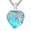 Turquoise/Amethyst/Moonstone/Black Onyx Tree of Life Necklace for Women Hummingbird Necklaces White Gold Plated Copper Jewelry - style: A-Tree of Life -Turquoise