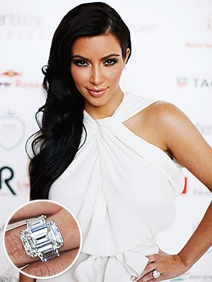 Metal Masters 9 Carats Sterling Silver 925 Kim Kardashian Engagement Wedding Ring Emerald-Cut Cubic Zirconia