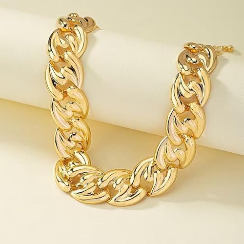 choice of all Chunky Gold Necklace Statement Necklace for Women Punk Chain Thick Gold Choker Jewelry Trendy Birthday Gifts - color: J:Chunky
