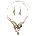Vintage Chunky Statement Jewelry Set Retro Leaf Floral Geometric Bohemian Boho Bib Necklace Earring Set Fashion Costume Jewelry for Women Girls Wedding Party Prom Unique Gift - style: leaf wave-green yellow