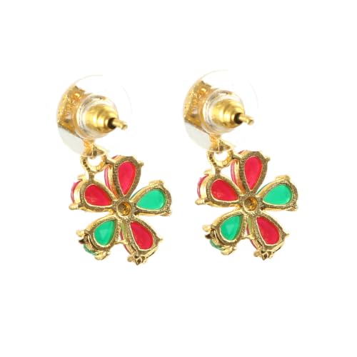 JewarHaat Indian Bollywood Necklace Set AD CZ Elegant Gold Plated Multi Stones Sparkling Crystals Choker with Earrings Fashion Jewellery for Women & Girls - color: Red-Green