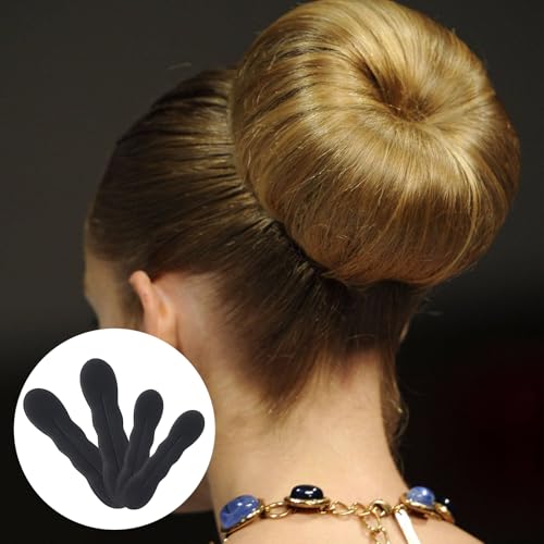 4-Pack Hair Bun Maker for Women - 2 Small & 2 Large Non-Slip Foam Sponge Bun Shapers for Easy Updos, Lazy Hair Curler Bun Clips, Reusable Magic Bun Curler for Long/Short/Thick/Thin Women Hair