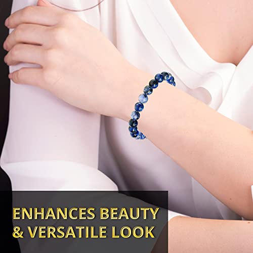 ANAYA AGATE Healing Crystal Bracelet for Women and Men – 8mm Round Beaded Bracelet for Men and Women – Unisex Stretchy Gemstone Bracelet for Healing and Protection - color: Sodalite