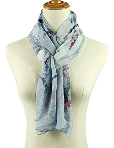PANTONIGHT Long Chiffon Fashion Scarf Lightweight Chiffon Sheer for women - color: Grey 743