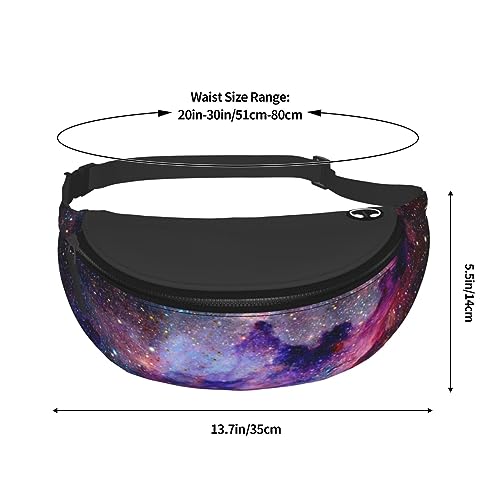 Nebula Galaxy Space Fashion Casual Fanny Pack Waist Bag Men Women Adjustable Belt Waist Bag For Travel Hiking Cycling Running Festival Carnival - color: Black9