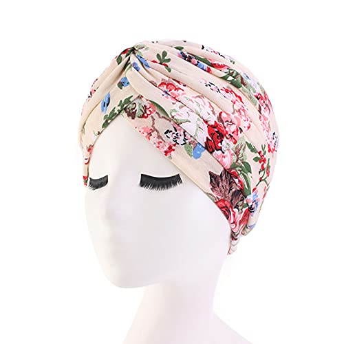 beauty YFJH Women's Cotton Turban Head Wrap Cancer Chemo Beanies Cap Headwear Cap Bonnet Hair Loss Hat - color: Beige Navy Insect