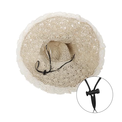 Realistic Flowers Floppy Straw Hats for Women, Chic Wide Brim Lace Trim Bowknot Summer Sun Caps Portable Anti-UV Sun Protection Shopping Fishing Gardening Travel Beach Caps Topee Fisherman Hat Beige