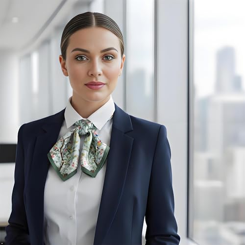 Premium Floral Scarf for Women 35x35 Square Silk Feel-Lightweight Scarves Headscarf Bandanas Wrapping Handbag - color: Vintage Chinese Flower Bird Blue Border