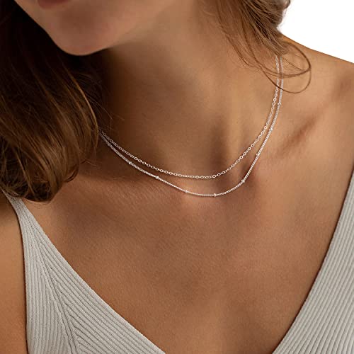 MBW Silver Paperclip Chain Necklace for Women,Dainty Sterling Silver Choker Necklaces for Women Trendy Simple Long Chunky Minimalist Waterproof Link Necklace Jewelry Gifts for Women 16/18/20 in - color: Statellite Chain