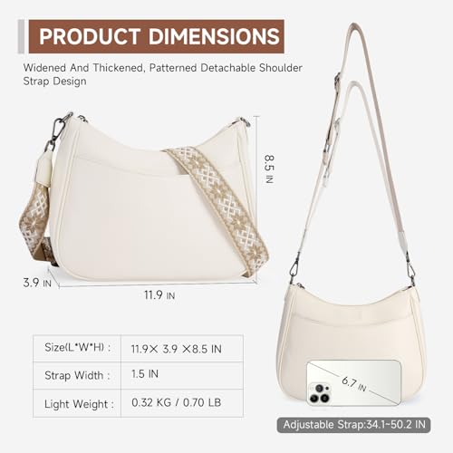 APHISON Trendy Leather Crossbody Purse with Adjustable Strap, Women's Shoulder Handbag - color: 08-white