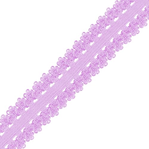 Mandala Crafts Lilac Stretch Lace Soft Elastic Trim Roll - 55 Yards 1 Inch Wide Stretchy Frilly Picot Ribbon for Sewing Lingerie, Headbands, Underwear, and Crafts - color: Lilac