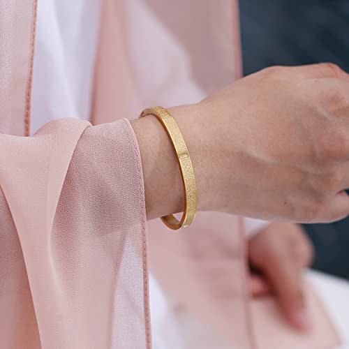 Qitian Islamic Jewelry Gifts for Women Allah Gold Bangles Bracelets Ayatul Kursi Arabic Cuff Bracelet for Women Men Islam Eid Ramadan New Year Gifts - color: N-Silver-Oval - women