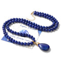 Healing Crystal Necklaces for Women Trendy Natural Stone Beaded Long Pendant Necklaces for Womens Handmade Bohemian Fashion Necklace Jewelry Gift - color: Lapis Lazuli