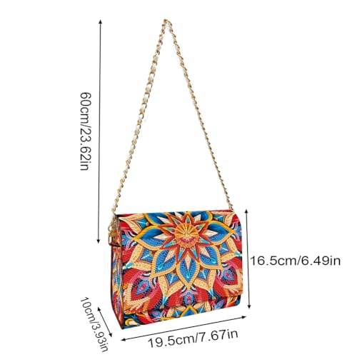 C'eitura Mandala Diamond Art Wooden Clutch Purse with Chain, 5D DIY Rhinestone Shoulder Bag Kit, Boho Festival Wallet for Women, Handmade Craft Project, Unique Gift Idea - color: SKB206