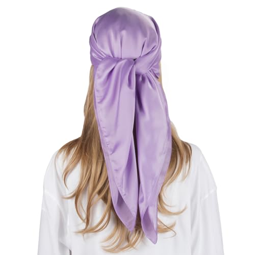 RIIQIICHY 35 Inch Head Scarf for Women Hair Scarf Like Silk Scarf Square Scarf Bandanas for Women - color: Purple