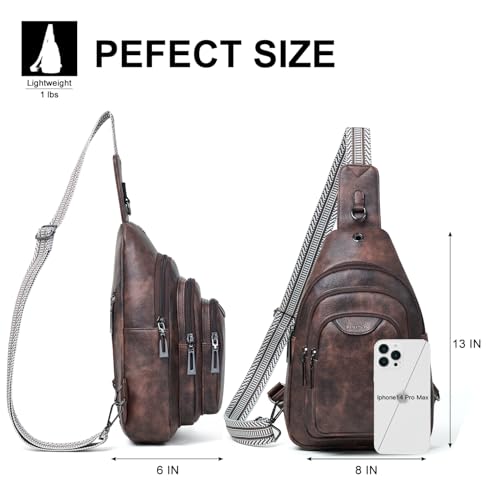 Leresas 10L Crossbody Sling Bag for Women Men Anti Theft Cross Body Fanny Pack Belt Bag Purse Gifts for Women Faux Leather, Coffee - color: 10l-coffee, size: 10L