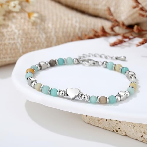 TONY & SANDY Tiny Beaded Bracelets for Women, Sometimes You Forget You're Awesome Gift, Unique Gifts for Women, Mom, Daughter, Wife, Coworker, Best Friend, Bestie, Granddaughter - style: Amazonite