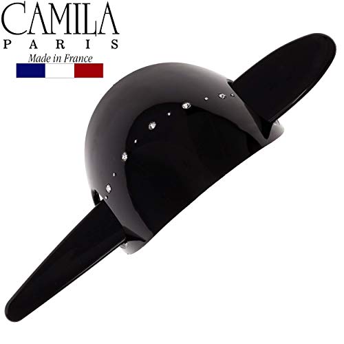 Camila Paris CP2644 French Hair Barrette with Stick, Hair Ponytail Holders, Amber, Slide Hair Pins for Buns Chignon, Strong Hold Hair Bun Clip, No Slip Hair Accessories for Women, Made in France - color: Black