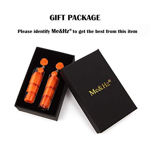 Me&Hz Colorful Layered Tassel Earrings Bohemian Statement Tiered Tassel Big Dangle Drop Earrings for Women Druzy Studs Valentine’s Day Gift - color: Orange