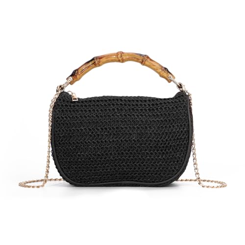 GOKTOW Straw Clutch Purses for Women Small Summer Handbag Woven Beach Hobo Tote Bags Vacation Crossbody Bag 2026 - color: Black