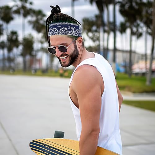6 Pack Pure Cotton Bandana, Multi-Purpose Square Handkerchief, Face Mask headband for Men and Women - color: Navy Blue