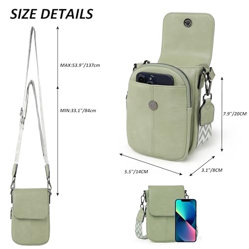 TANTOMI Small Crossbody Bags for Women Trendy, Cell Phone Purses Wallet with 4 Card Slots, Small Purses with Adjustable Strap - color: 05-light Green