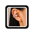 Cubic Zirconia Ear Cuff Non-Piercing CZ Clip on Earrings Round Crystal Stud Earrings Silver Cartilage Hypoallergenic Earrings Set Party Prom Jewelry for Women - color: White